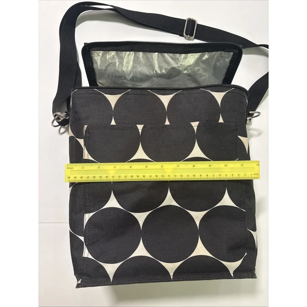 Thirty-One Picnic Thermal Insulated Cooler Bag Tote /w Strap Black Polka Dot EUC